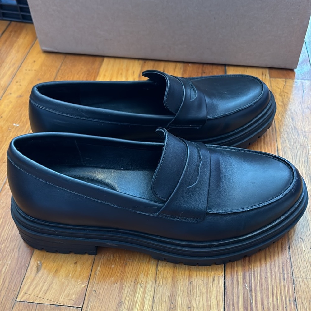 Women’s Black 7 Quince Italian Leather Lug Sole Loafers